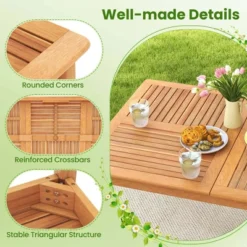 Costway 8-Person Outdoor Acacia Wood Dining Table With 1.96" Umbrella Hole Rectangular -Costway GUEST 8d12b2bb f383 40b0 944f 7ae038389003