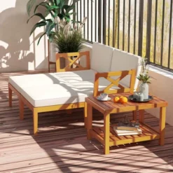 Costway 5 PCS Acacia Wood Patio Chaise Lounge Chair Set With 2-Tier Coffee Table Cushions 15 Costway 5 PCS Acacia Wood Patio Chaise Lounge Chair Set With 2-Tier Coffee Table Cushions -Costway GUEST 8d3c6869 c6e6 4d79 adce 486ae0ec5a54