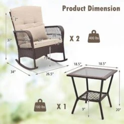 Costway 3 PCS Patio Rocker Set Outdoor Wicker Rocking Chairs With Double-Layer Coffee Table Gray/Navy/Beige/Red 17 Costway 3 PCS Patio Rocker Set Outdoor Wicker Rocking Chairs With Double-Layer Coffee Table Gray/Navy/Beige/Red -Costway GUEST 8d4c848f 3376 4c20 b276 685904cdd795