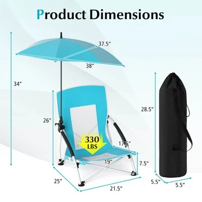 Costway 1/2 PCS Portable Beach Umbrella Chair With Hexagonal Parasol Comfy Armrest Breathable Seat Pink 4 Costway 1/2 PCS Portable Beach Umbrella Chair With Hexagonal Parasol Comfy Armrest Breathable Seat Pink - Image 2