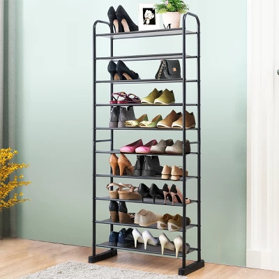 Costway 10-Tier Shoe Rack Space-saving Shoe Organizer W/Metal Frame Shoe Tower 4 Costway 10-Tier Shoe Rack Space-saving Shoe Organizer W/Metal Frame Shoe Tower - Image 2