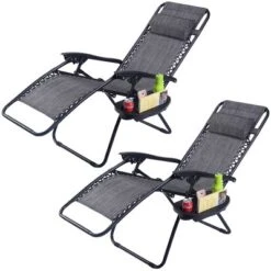 Costway 2PC Folding Zero Gravity Reclining Lounge Chairs Beach Patio W/Utility Tray -Costway GUEST 8ddb50ce 7964 441f 9967 b94a55be3bf6