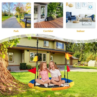 Costway 40'' Flying Saucer Tree Swing Indoor Outdoor Swing W/Hanging Straps Monkey 8 Costway 40'' Flying Saucer Tree Swing Indoor Outdoor Swing W/Hanging Straps Monkey - Image 6