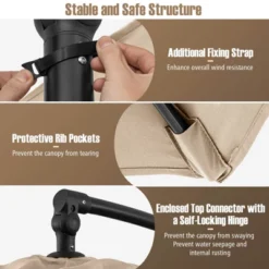 Costway 10 FT Offset Hanging Umbrella With Base Patio Cantilever Umbrella 360° Rotation Brown/Turquoise/Beige/Gray/Red -Costway GUEST 8e652882 52cd 4615 8497 5018074ea76c