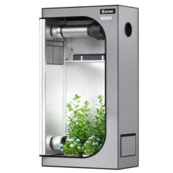 Costway 36''x20''x63'' Mylar Hydroponic Grow Tent W/Observation Window & Floor Tray GrayBlack -Costway GUEST 8e84d799 598b 422e 95c2 0cf2dc8474b1