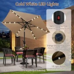Costway 7.5 Ft Solar Powered Patio Umbrella With LED Lights Push Button Tilt Crank Handle Beige/Gray/Navy/Black/Brown/Red -Costway GUEST 8efdd7ac bc58 4d13 9c93 a7ae5ff8232a
