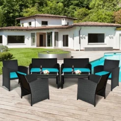 Costway 8PCS Patio Rattan Furniture Conversation Set Cushion Sofa Table Garden TurquoiseNavyBlackRed 24 Costway 8PCS Patio Rattan Furniture Conversation Set Cushion Sofa Table Garden TurquoiseNavyBlackRed -Costway GUEST 8f0e9640 2e72 4eb3 b219 e6501f43c058