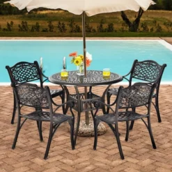 Costway 36'' Patio Round Dining Bistro Table Cast W/2'' Umbrella Hole -Costway GUEST 8f1f77b9 5272 45cd 847b 84650656f4d0