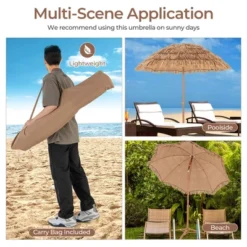 Costway 6.5 FT Hula Thatched Tiki Beach Umbrella 30° Tilting Hawaiian Style Umbrella Natural -Costway GUEST 8f27e939 77ac 4e07 8ca3 b1e80fc579ae