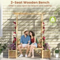 Costway Patio Garden Bench Arbor Arch With Pergola Planting Box Side Trellis For Vines -Costway GUEST 8f60a58a 9d30 43e3 bb9a fa39f7fd6f7b