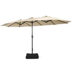 Costway 15FT Double-Sided Twin Patio Umbrella Outdoor Market W/ Crank & Base GreyCoffeeTurquoiseBeigeOrangeWine -Costway GUEST 8f6981f0 9f44 430c bab1 48e28726c89c