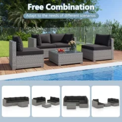 Costway 5/10 PCS Outdoor Patio Sectional Sofa Couch PE Rattan Conversation Set Black/Gray -Costway GUEST 8f6d99ba 36e7 48f2 acaa 670427023978