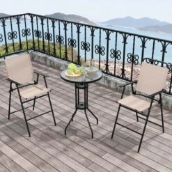 Costway 3PCS Patio Bistro Set Folding Chairs Round Bar Table With 1.6'' Umbrella Hole Yard 14 Costway 3PCS Patio Bistro Set Folding Chairs Round Bar Table With 1.6'' Umbrella Hole Yard -Costway GUEST 8f8877cb 6adf 4fad 97e5 0764a6be52fd