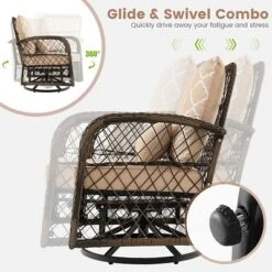 Costway Patio 3PCS Wicker Swivel Rocker Set 2 Rocking Chairs 360 Degrees With Coffee Table -Costway GUEST 8fddadff bd51 4725 a1c4 71ab48e594f7