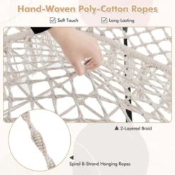 Costway Swing Chair Hand-Woven Rope Hanging Chair With Thick Cushion & Folding Metal Frame 17 Costway Swing Chair Hand-Woven Rope Hanging Chair With Thick Cushion & Folding Metal Frame -Costway GUEST 8ffbb1f1 0023 4fa4 adaf af01a8a727c0