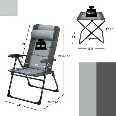 Costway 4PCS Patio Folding Dining Chair Ottoman Set Recliner Adjustable Gray 3 Costway 4PCS Patio Folding Dining Chair Ottoman Set Recliner Adjustable Gray