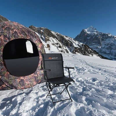 Costway Swivel Hunting Chair Foldable Mesh Chair W/ Armrests For Outdoor Activities 3 Costway Swivel Hunting Chair Foldable Mesh Chair W/ Armrests For Outdoor Activities