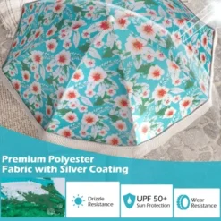 Costway 6.5 FT Outdoor Fringe Patio Umbrella With Carrying Bag Push Button Tilt For Garden White/Navy/Green -Costway GUEST 9091d391 07a6 4e83 815e b5b743acab4c