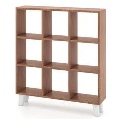 Costway 1 PCS 9-Cube Bookcase With 6 Removable Shelves Raised Support Feet For Living Room Brown/White -Costway GUEST 910ceb94 09e9 48f1 a66e 51018d6a45e0