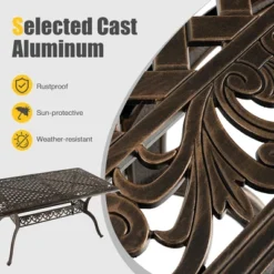 Costway 59'' Outdoor Dining Table All-Weather Cast Aluminum Umbrella Hole 6 Person Bronze -Costway GUEST 911ea8e6 9b07 4470 a085 b80128faa8d2