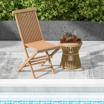Costway 2 PCS Patio Folding Chair Teak High Back Dining Slatted Seat Portable Outdoor 3 Costway 2 PCS Patio Folding Chair Teak High Back Dining Slatted Seat Portable Outdoor