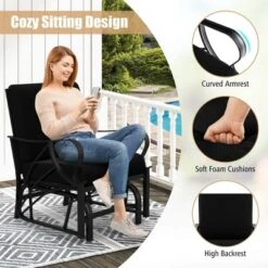 Costway 2 PCS Patio Rocking Chair With Cushion Heavy-Duty Metal Frame Smooth Glider Outdoor Black/Gray/Navy 16 Costway 2 PCS Patio Rocking Chair With Cushion Heavy-Duty Metal Frame Smooth Glider Outdoor Black/Gray/Navy -Costway GUEST 91b5e7c8 f1c1 4696 8369 eabf6cbf84a3