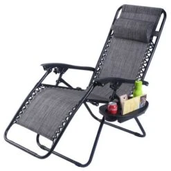 Costway 2PC Folding Zero Gravity Reclining Lounge Chairs Beach Patio W/Utility Tray -Costway GUEST 91ffbf64 35bf 438a a2ee b18d15924897