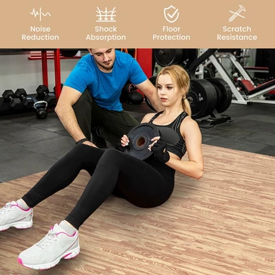 Costway 12 Tiles Wood Grain EVA Foam Floor Mats Interlocking W/Borders 24" Natural 6 Costway 12 Tiles Wood Grain EVA Foam Floor Mats Interlocking W/Borders 24" Natural - Image 4