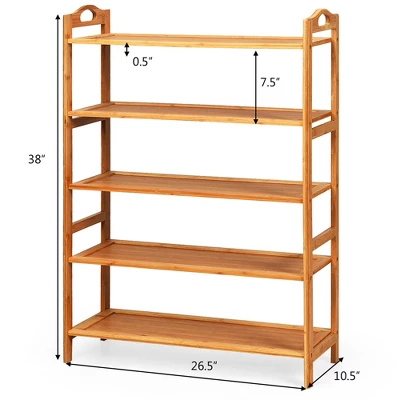 Costway 5-Tier Bamboo Shoe Rack FreeStanding Shoe Shelf Entryway Shoe Storage Organizer 3 Costway 5-Tier Bamboo Shoe Rack FreeStanding Shoe Shelf Entryway Shoe Storage Organizer
