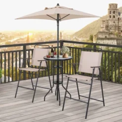 Costway 4PCS Patio Bistro Set Folding Counter Height Chairs Round Bar Table& Umbrella 14 Costway 4PCS Patio Bistro Set Folding Counter Height Chairs Round Bar Table& Umbrella -Costway GUEST 9235b8c5 33a4 4b0e bae0 d1bf83dd1d07