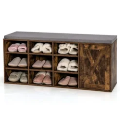 Costway Shoe Bench W/Padded Cushion 9-cube Adjustable Storage Shoe Rack Rustic Brown 19 Costway Shoe Bench W/Padded Cushion 9-cube Adjustable Storage Shoe Rack Rustic Brown -Costway GUEST 9260030c 552f 406f ae47 73f152915f5f