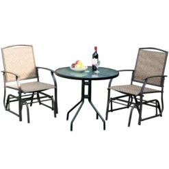 Costway 3PCS Patio Bistro Furniture Set Rocking Glider Chair Glass Table -Costway GUEST 9264a053 89d8 4bac ae81 51474c9bdcd7