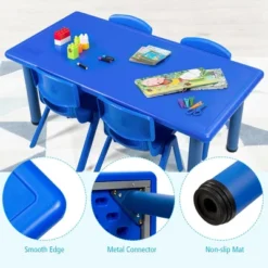 Costway Kids Plastic Rectangular Learn And Play Table Playroom Kindergarten Home Blue -Costway GUEST 92809054 0dfa 4700 9d91 b51073a693ea