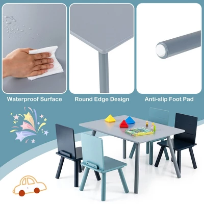 Costway 5 Piece Kids Wooden Activity Table And 4 Chairs Play Set Gift W/ Building Blocks 8 Costway 5 Piece Kids Wooden Activity Table And 4 Chairs Play Set Gift W/ Building Blocks - Image 6