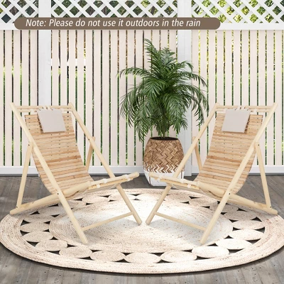 Costway Patio Outdoor Adjustable Folding Wood Sling Chair Reclining Lounge Assembly Free 5 Costway Patio Outdoor Adjustable Folding Wood Sling Chair Reclining Lounge Assembly Free - Image 3