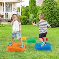 Costway 5 Pcs Balance Stepping Stones For Kids With Non-Slip Surface And Edging