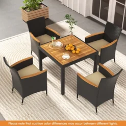Costway 5 PCS Patio Dining Table Set For 4 Rattan Conversation Set With Umbrella Hole 21 Costway 5 PCS Patio Dining Table Set For 4 Rattan Conversation Set With Umbrella Hole -Costway GUEST 92cdaf82 973b 4742 9b76 c747b8236515