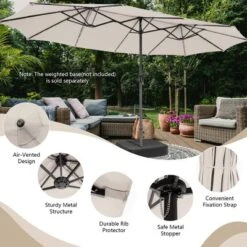 Costway 15FT Twin Patio Double-Sided Umbrella 48 Solar LED Lights Crank Outdoor WineBeigeCoffeeOrangeTurquoise -Costway GUEST 932d2c74 17ba 4c1c a716 8e51311d6011