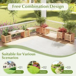 Costway Patio Wooden Bench With Planter 2 Side Flower Box Slot Design For Easy Assembly 17 Costway Patio Wooden Bench With Planter 2 Side Flower Box Slot Design For Easy Assembly -Costway GUEST 9392f9a6 d59d 4893 8307 324295396eef