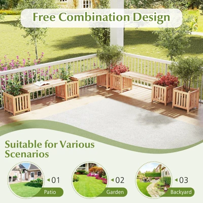 Costway Patio Wooden Bench With Planter 2 Side Flower Box Slot Design For Easy Assembly 9 Costway Patio Wooden Bench With Planter 2 Side Flower Box Slot Design For Easy Assembly - Image 7