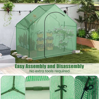 Costway 6 X 3 X 5.5FT Mini Walk-in Greenhouse With PE Cover Rustproof PE-Coated Metal Frame 10 Costway 6 X 3 X 5.5FT Mini Walk-in Greenhouse With PE Cover Rustproof PE-Coated Metal Frame - Image 8