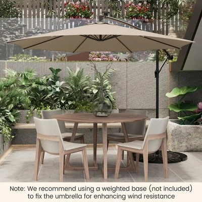 Costway 10FT Patio Solar-Lighted 112 LED Cantilever Offset Umbrella Crank Tilt Outdoor 3 Costway 10FT Patio Solar-Lighted 112 LED Cantilever Offset Umbrella Crank Tilt Outdoor