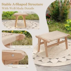 Costway 1/2 PCS Teak Wood Ottoman Footstool With Braided Rope For Living Room Bedroom Office 16 Costway 1/2 PCS Teak Wood Ottoman Footstool With Braided Rope For Living Room Bedroom Office -Costway GUEST 93fe64e2 6610 41d6 b418 c29cc9cb3216