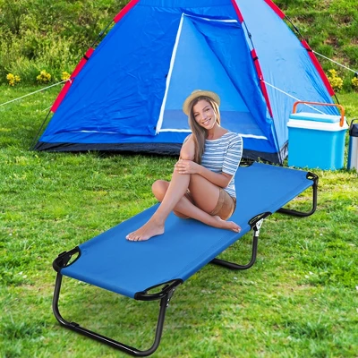Costway Folding Camping Bed Outdoor Portable Military Cot Sleeping Hiking Travel Blue 5 Costway Folding Camping Bed Outdoor Portable Military Cot Sleeping Hiking Travel Blue - Image 3