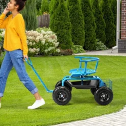 Costway Rolling Garden Cart Height Adjustable Scooter With Swivel Seat & Tool Storage Blue/Red/Green -Costway GUEST 941e4efc 4e29 4f65 8d5a f1f091522024