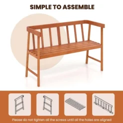 Costway Patio Acacia Wood Bench 2-Person Slatted Seat Backrest 800 Lbs Natural Outdoor -Costway GUEST 945e276a 0d11 4532 8e99 22203be9202d