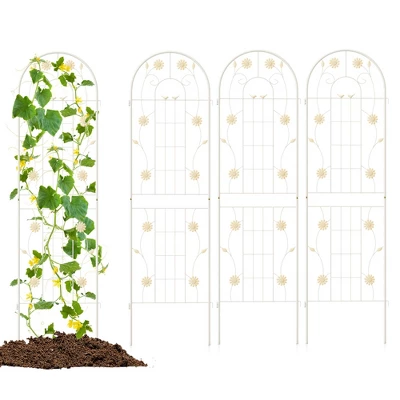 Costway 4 Pack Rustproof Metal Garden Trellis 71" X 20" Wire Lattice Panel For Patio Green/White 12 Costway 4 Pack Rustproof Metal Garden Trellis 71" X 20" Wire Lattice Panel For Patio Green/White - Image 10
