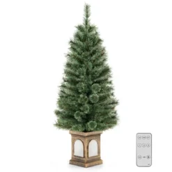 Costway 4 FT Pre-Lit Potted Christmas Tree Pine Needles 3 Dynamic Modes Remote Control -Costway GUEST 94e7f54c 45e2 4785 83d7 186973932ff7
