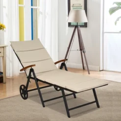 Costway 2PCS Folding Patio Rattan Lounge Chair Aluminum Adjustable TurquoiseRed -Costway GUEST 9512afd8 f399 4a23 8bf5 ffb7aefd3957