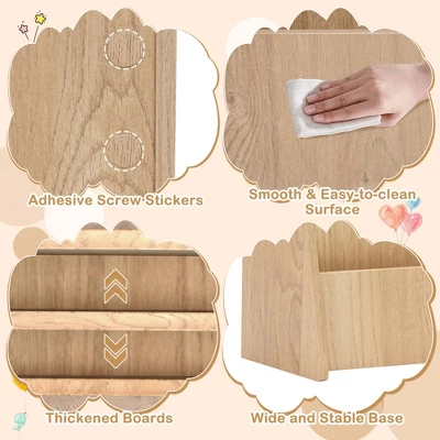 Costway 4-tier Kids Wooden Bookshelf Toddlers Book Rack With Deep Shelves Natural/White 10 Costway 4-tier Kids Wooden Bookshelf Toddlers Book Rack With Deep Shelves Natural/White - Image 8